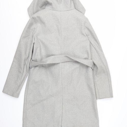 Marks and Spencer Women’s Grey Belted Hooded Mid-Length Overcoat Size 10
