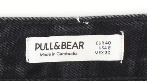 Pull&Bear Womens Black Distressed High Rise Mom Jeans Size 12