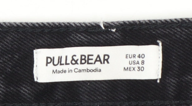 Pull&Bear Womens Black Distressed High Rise Mom Jeans Size 12