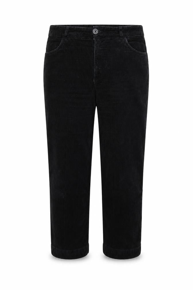 Front view of Monki women’s black corduroy straight trousers, size UK 16