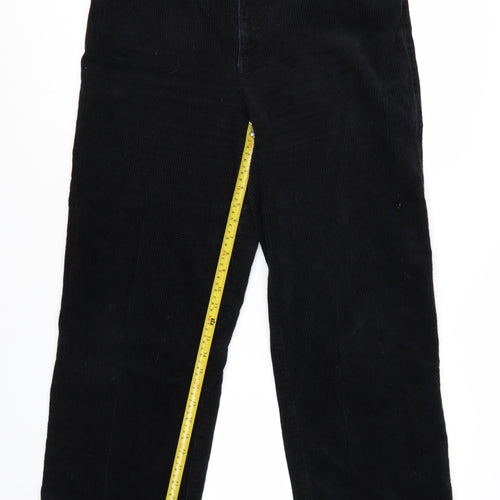 Monki Womens Black Corduroy Straight Trousers Size 16