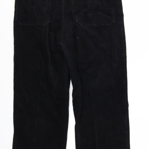 Monki Womens Black Corduroy Straight Trousers Size 16