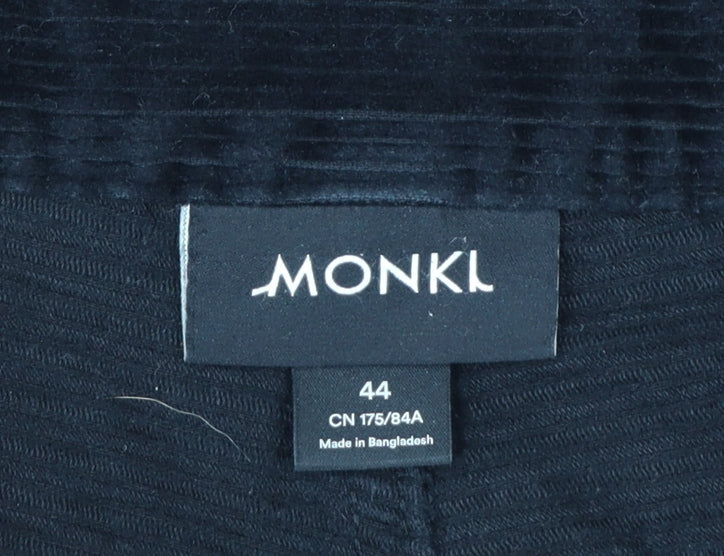 Monki Womens Black Corduroy Straight Trousers Size 16