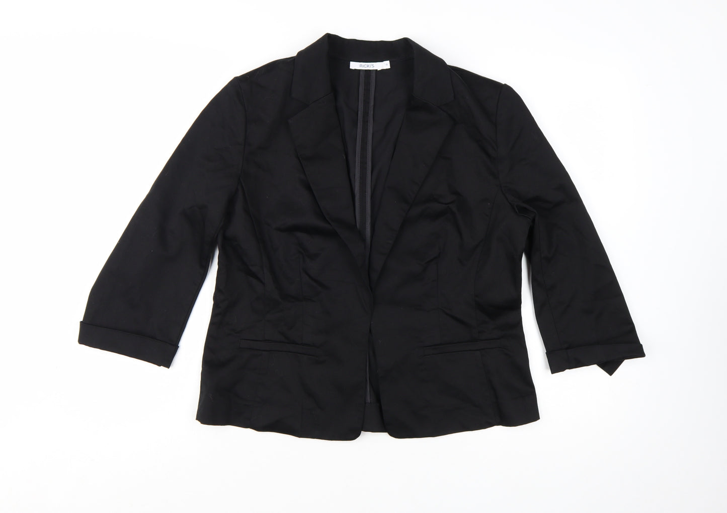 Ricki's Women's Black Blazer Size 10 Cotton Blend Single-Breasted Jacket