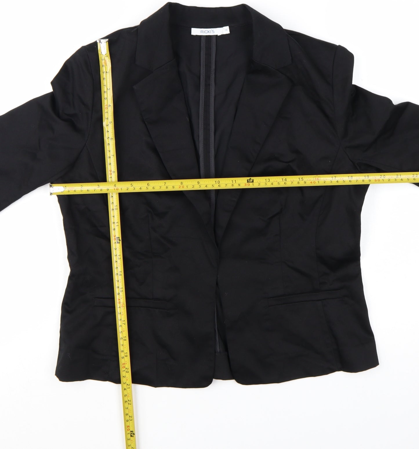 Ricki's Women's Black Blazer Size 10 Cotton Blend Single-Breasted Jacket