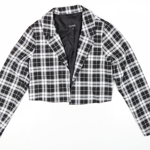 Miss Selfridge Womens Black Check Cropped Suit Jacket UK 10