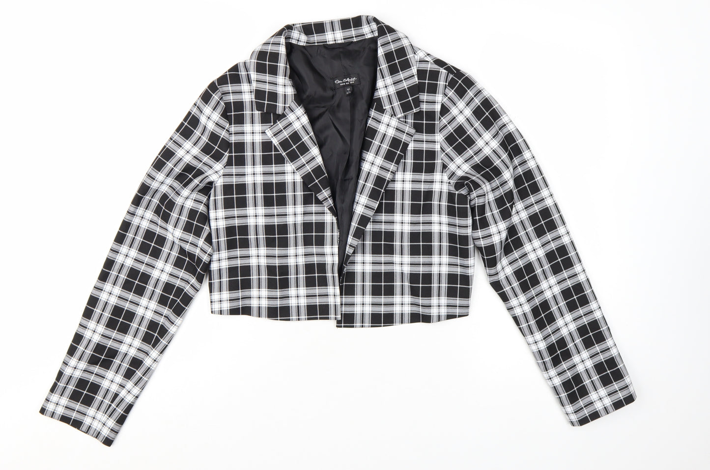 Miss Selfridge Womens Black Check Cropped Suit Jacket UK 10