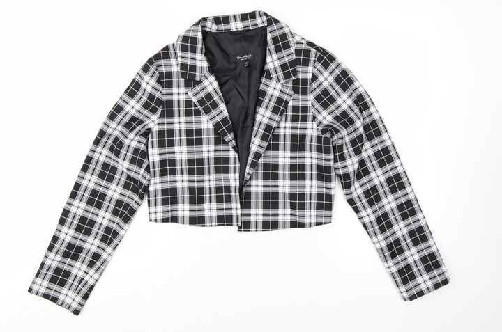 Miss Selfridge Womens Black Check Cropped Suit Jacket UK 10