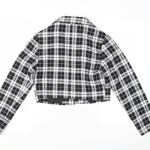 Miss Selfridge Womens Black Check Cropped Suit Jacket UK 10