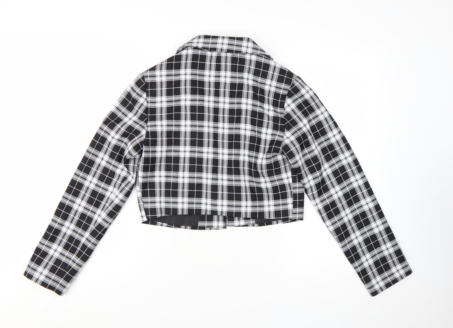 Miss Selfridge Womens Black Check Cropped Suit Jacket UK 10