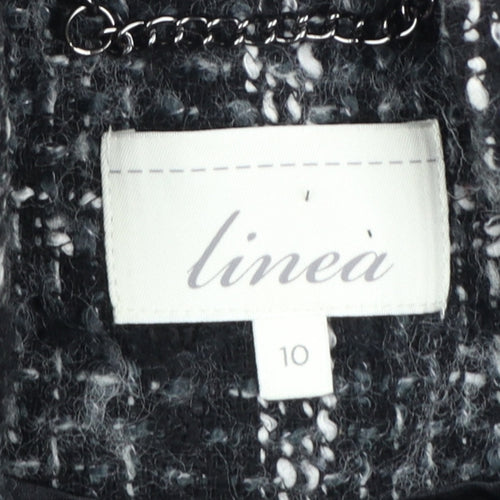 Linea Women's Black Check Wool Blend Mid-Length Coat Size 10