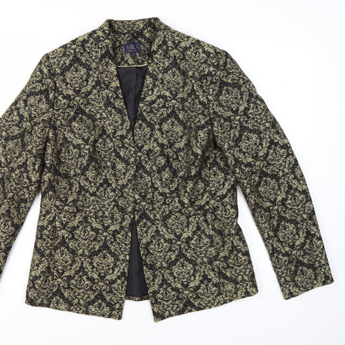 Marks and Spencer Womens Gold Jacquard Blazer UK 14 Tuxedo Style