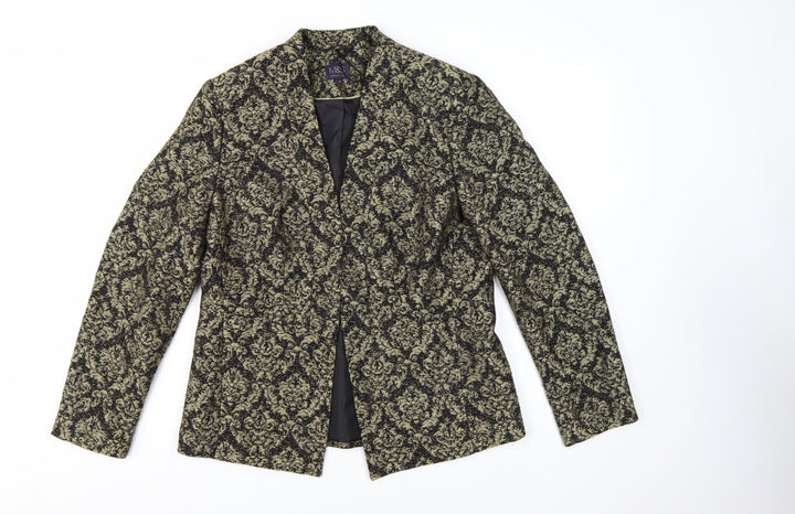 Marks and Spencer Womens Gold Jacquard Blazer UK 14 Tuxedo Style