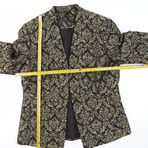Marks and Spencer Womens Gold Jacquard Blazer UK 14 Tuxedo Style