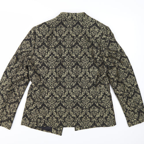 Marks and Spencer Womens Gold Jacquard Blazer UK 14 Tuxedo Style