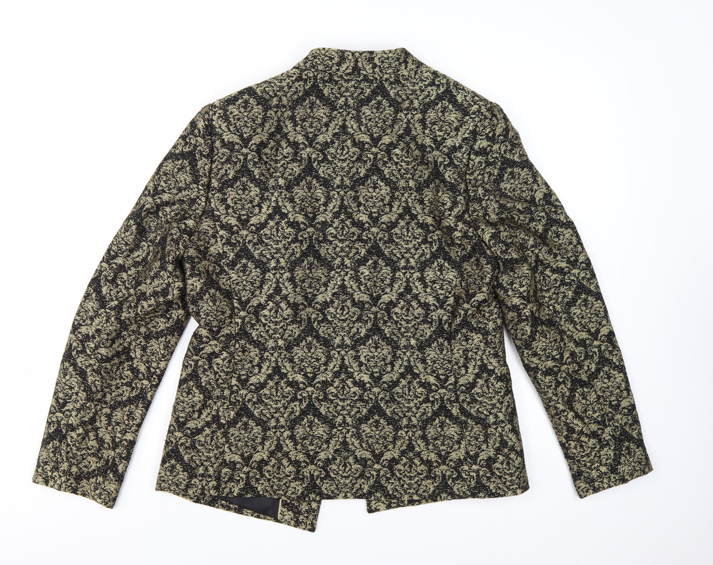 Marks and Spencer Womens Gold Jacquard Blazer UK 14 Tuxedo Style