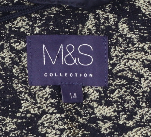 Marks and Spencer Womens Gold Jacquard Blazer UK 14 Tuxedo Style