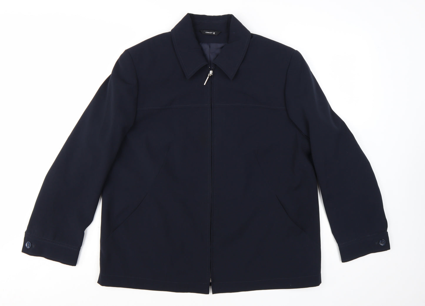 Concept K Women's Blue Polyester Zip Up Mid-Length Jacket Size 14
