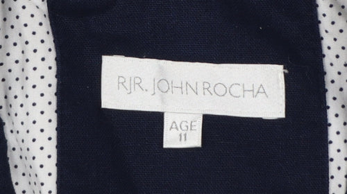 RJR John Rocha Boys Blue Linen Blend Blazer Jacket Age 11 Regular Fit