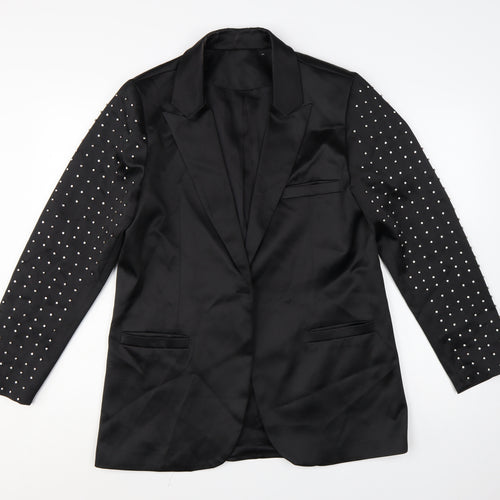 Harpene Women Black Studded Long Sleeve Blazer Size 14 Polyester