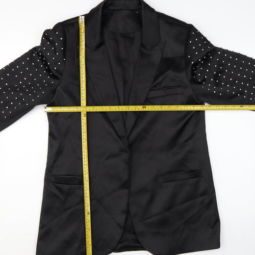 Harpene Women Black Studded Long Sleeve Blazer Size 14 Polyester