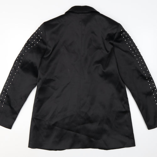 Harpene Women Black Studded Long Sleeve Blazer Size 14 Polyester