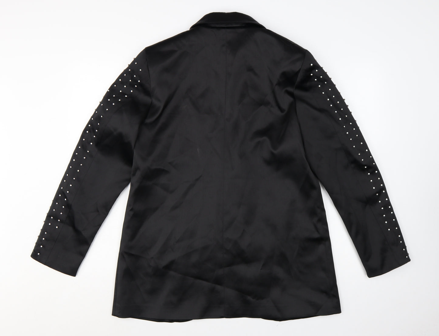 Harpene Women Black Studded Long Sleeve Blazer Size 14 Polyester