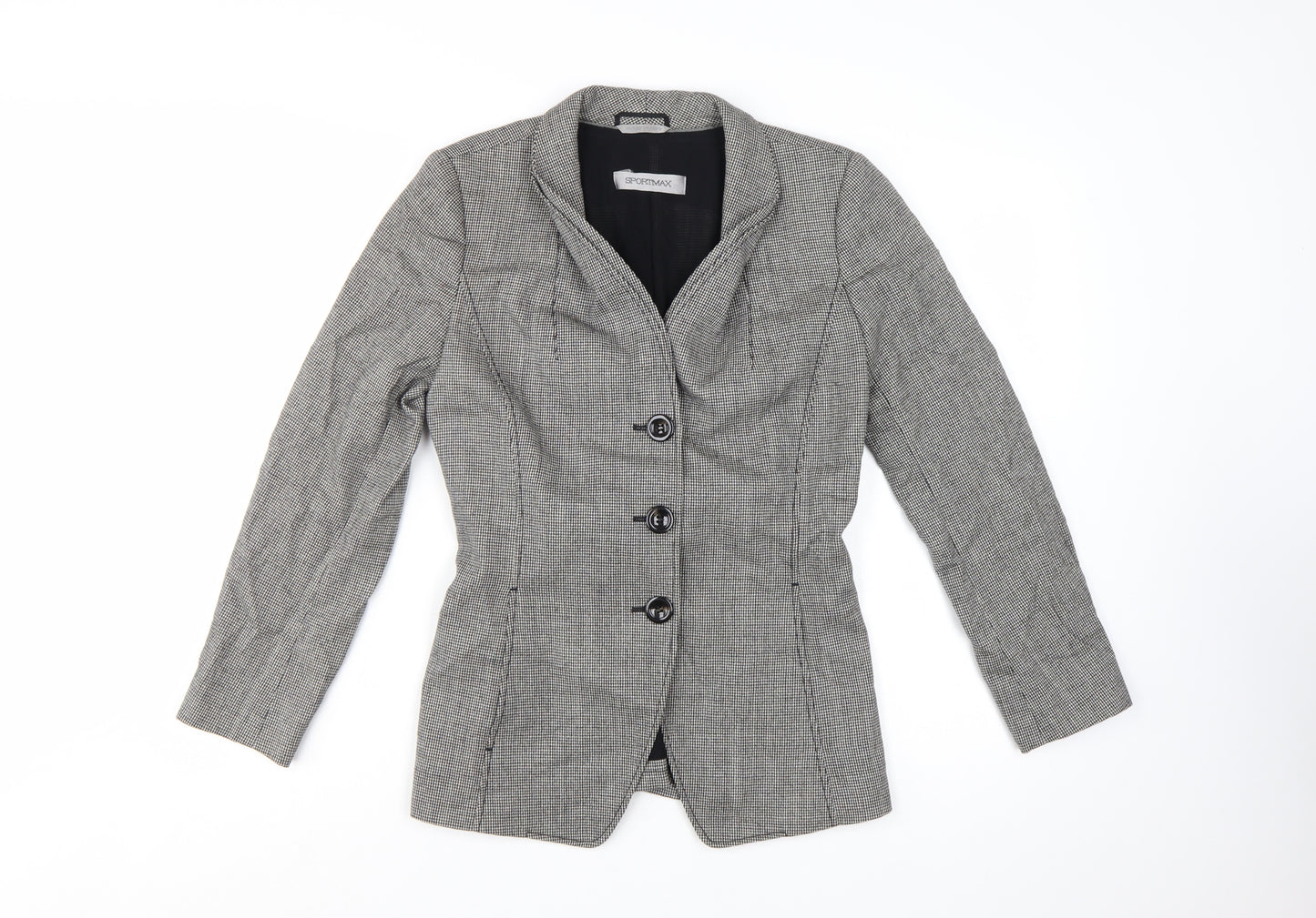 Sportmax Women’s Grey Wool Tailored Belted Jacket Size 12