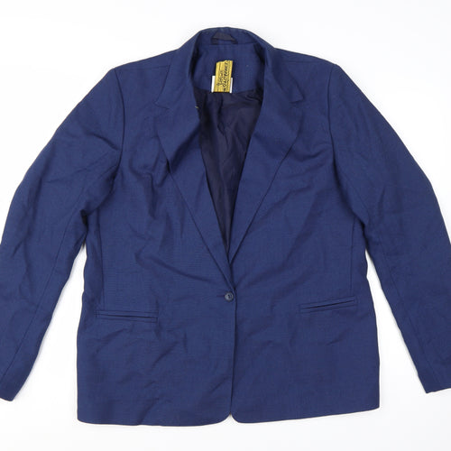 Moygashel Fabric Women's Blue Size 18 Single-Breasted Blazer