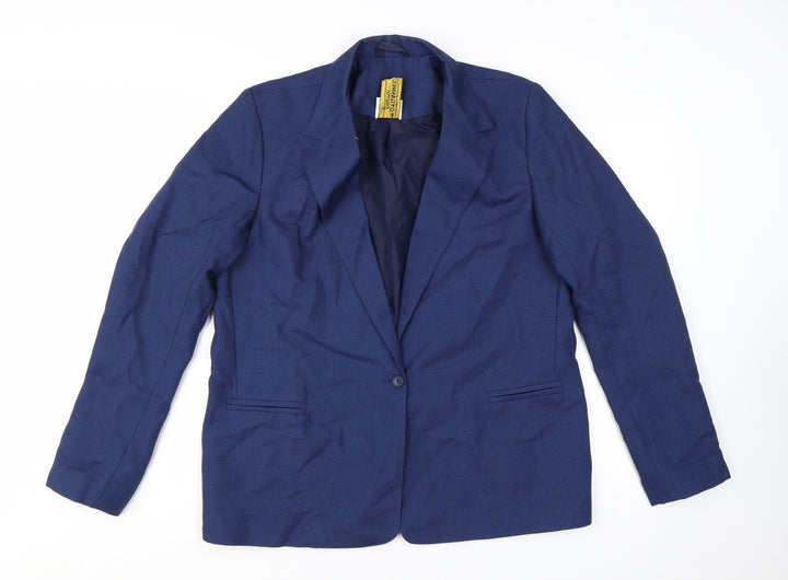 Moygashel Fabric Women's Blue Size 18 Single-Breasted Blazer