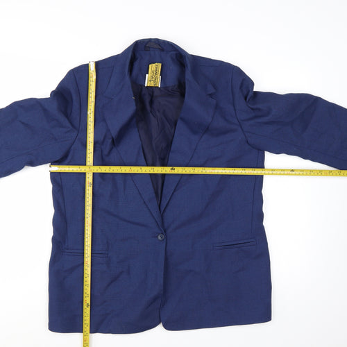 Moygashel Fabric Women's Blue Size 18 Single-Breasted Blazer