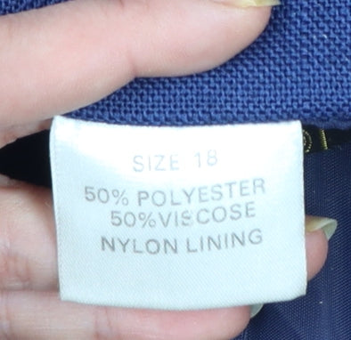 Moygashel Fabric Women's Blue Size 18 Single-Breasted Blazer