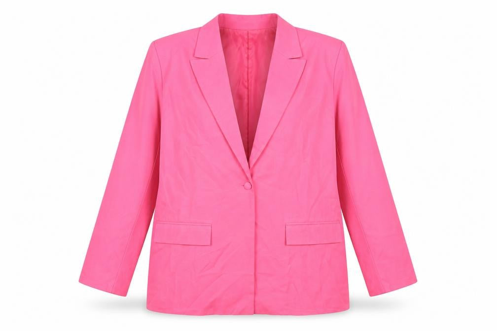 In The Style Women Pink One-Button Blazer UK 16 Polyester