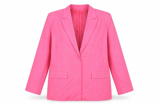 In The Style Women Pink One-Button Blazer UK 16 Polyester