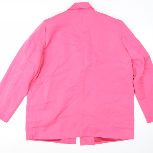 In The Style Women Pink One-Button Blazer UK 16 Polyester