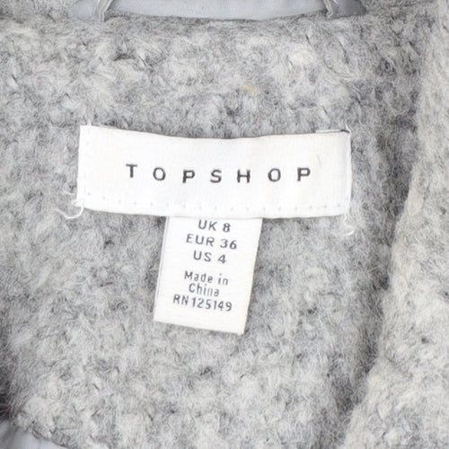 Topshop Women’s Grey Wool Blend Long Shacket Coat UK 8
