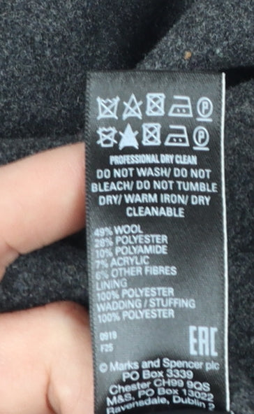 Marks and Spencer Men's Grey Wool Blend Smart Overcoat Size S