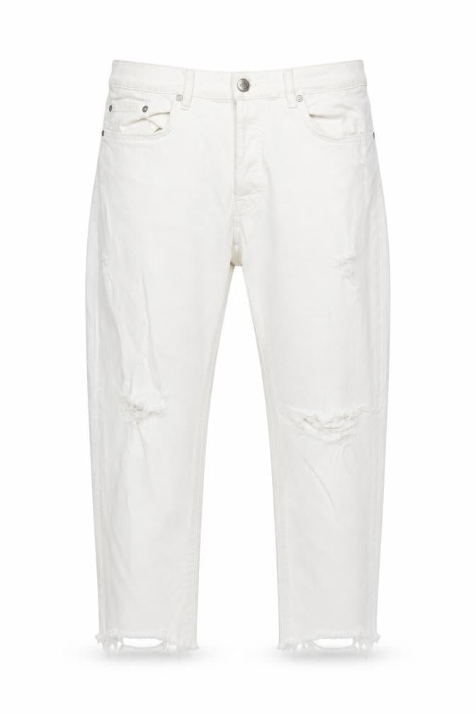 Zara Woman White Distressed Boyfriend Jeans Size 14