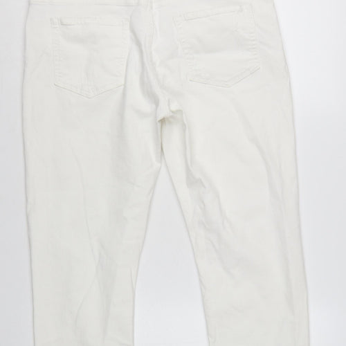Zara Woman White Distressed Boyfriend Jeans Size 14