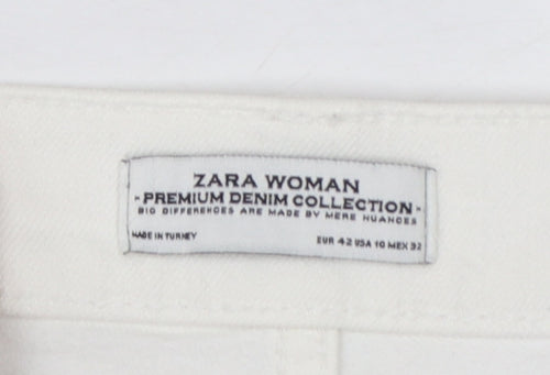 Zara Woman White Distressed Boyfriend Jeans Size 14