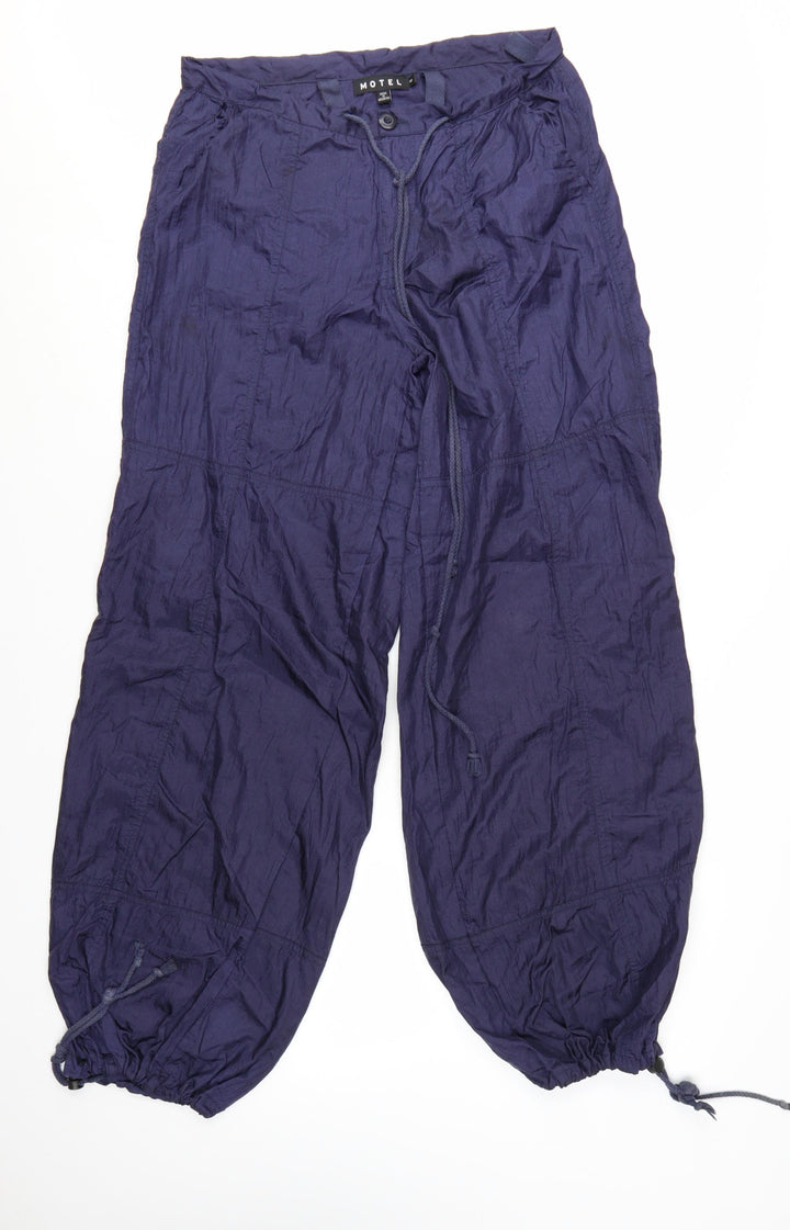 Motel Womens Blue Cargo Trousers Size S Lightweight Nylon Drawstring