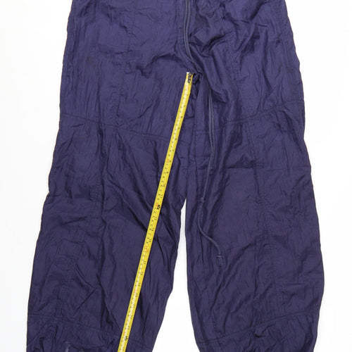 Motel Womens Blue Cargo Trousers Size S Lightweight Nylon Drawstring