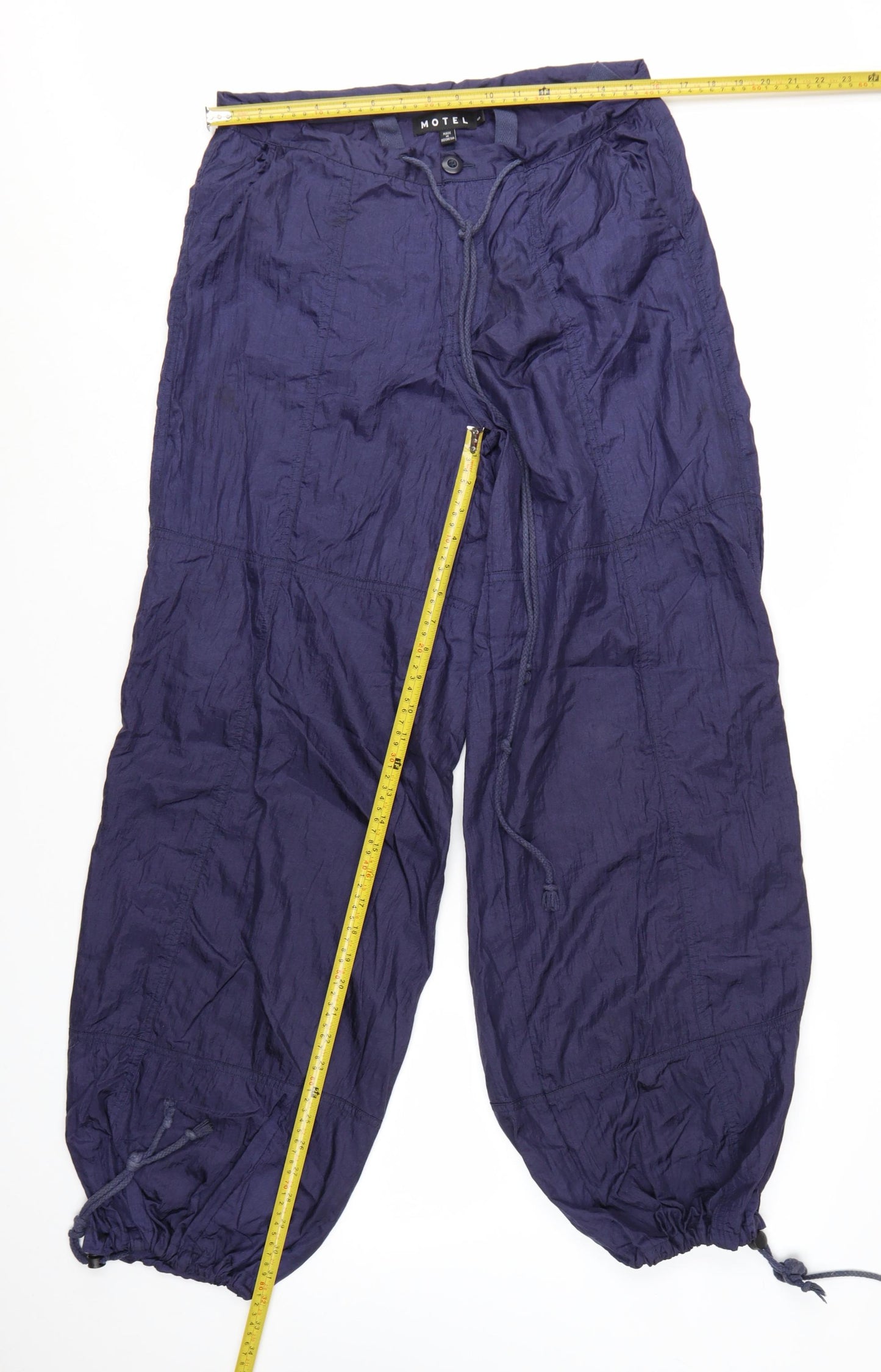 Motel Womens Blue Cargo Trousers Size S Lightweight Nylon Drawstring