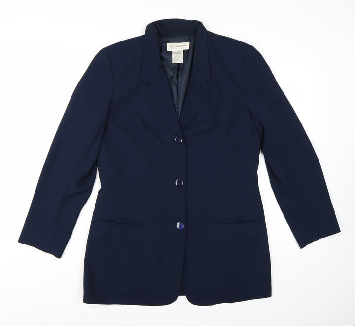 Liz Claiborne Women Blue Size 12 Classic Long Sleeve Blazer