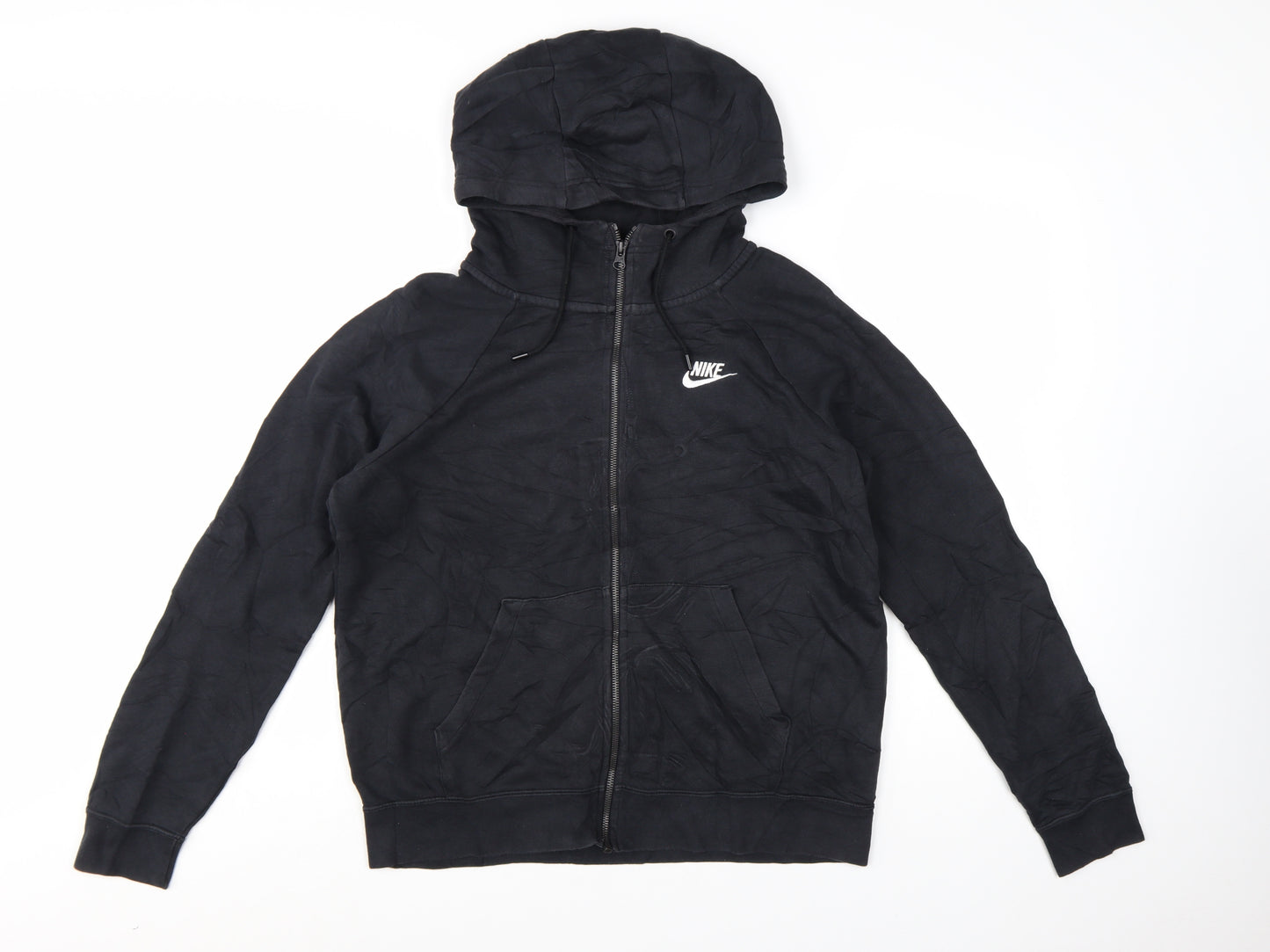 Nike Women's Black Full Zip Hoodie M Cotton Blend Casual