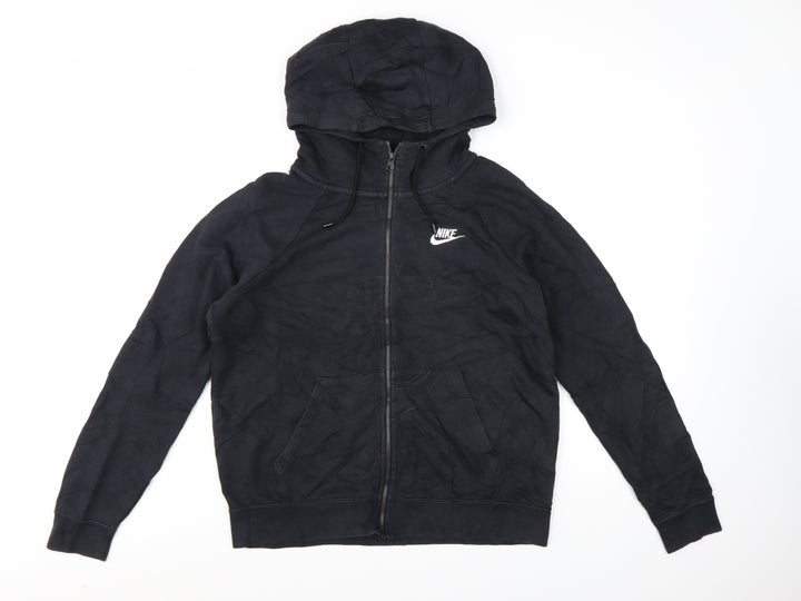 Nike Women's Black Full Zip Hoodie M Cotton Blend Casual