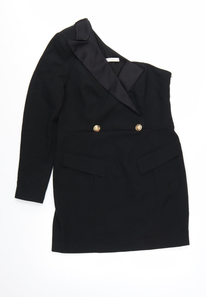 Michelle Keegan Women’s Black One Shoulder Sheath Dress Size 16