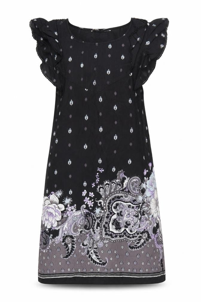 Oasis Women Black Floral Paisley Shift Dress Size 10