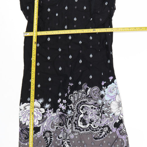 Oasis Women Black Floral Paisley Shift Dress Size 10