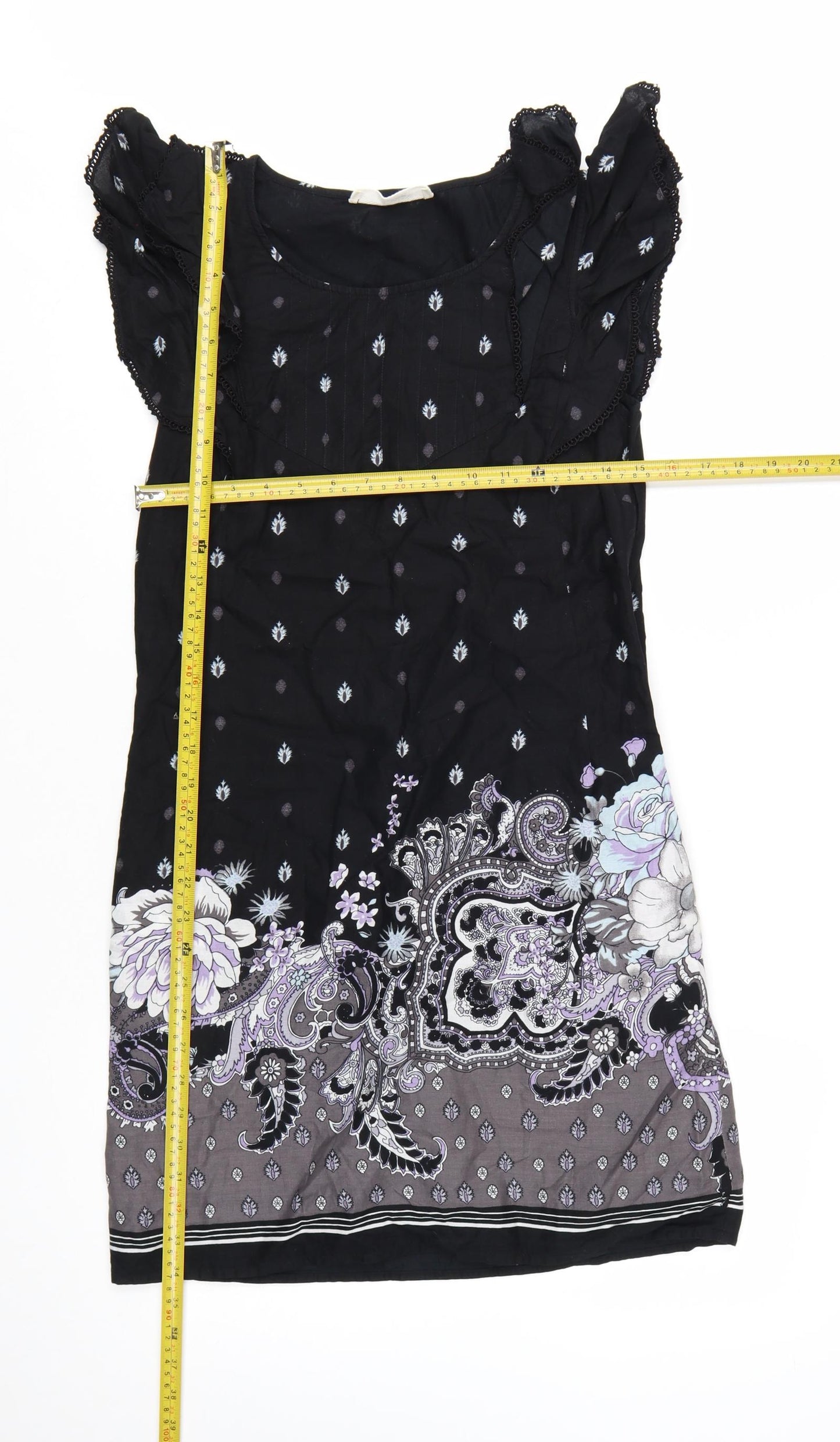 Oasis Women Black Floral Paisley Shift Dress Size 10